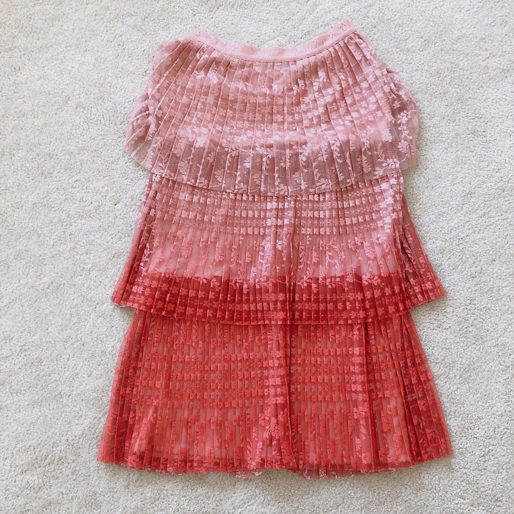 Anthropologie Maeve Orange Ombre Pleated Skirt